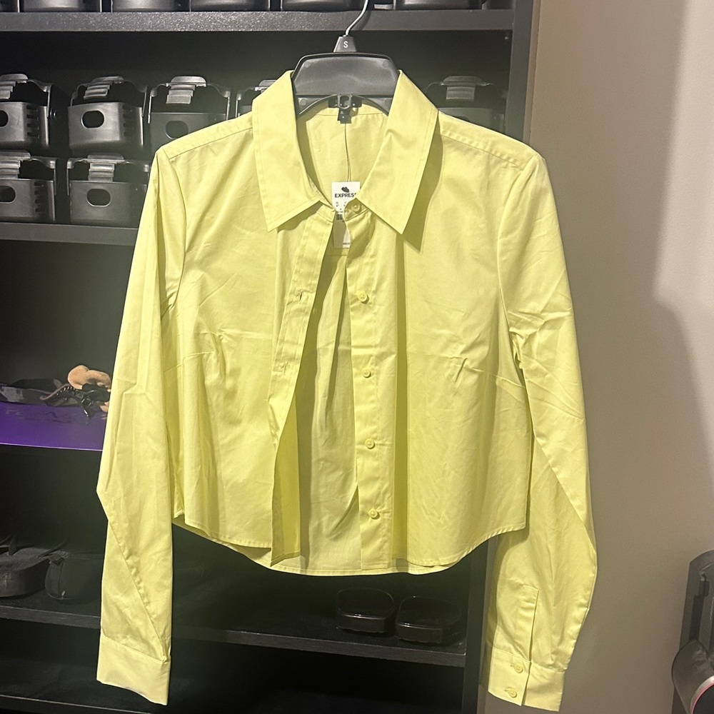 Express Yellow Button-Up Blouse